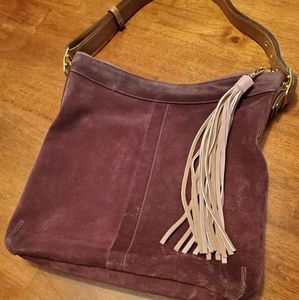 Coach purple suede shoulder bag